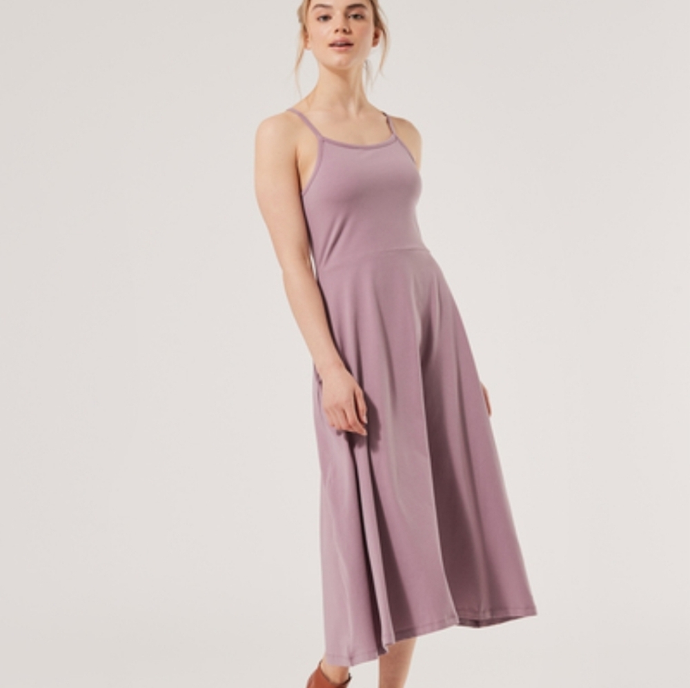 Pact Purple Fit & Flare Strappy Midi Dress Size XL Organic Cotton